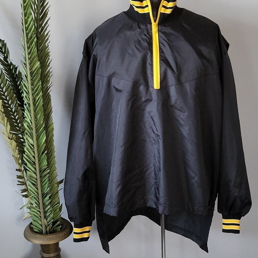 Birdie by Richard A. Leslie black and yellow half zip pullover